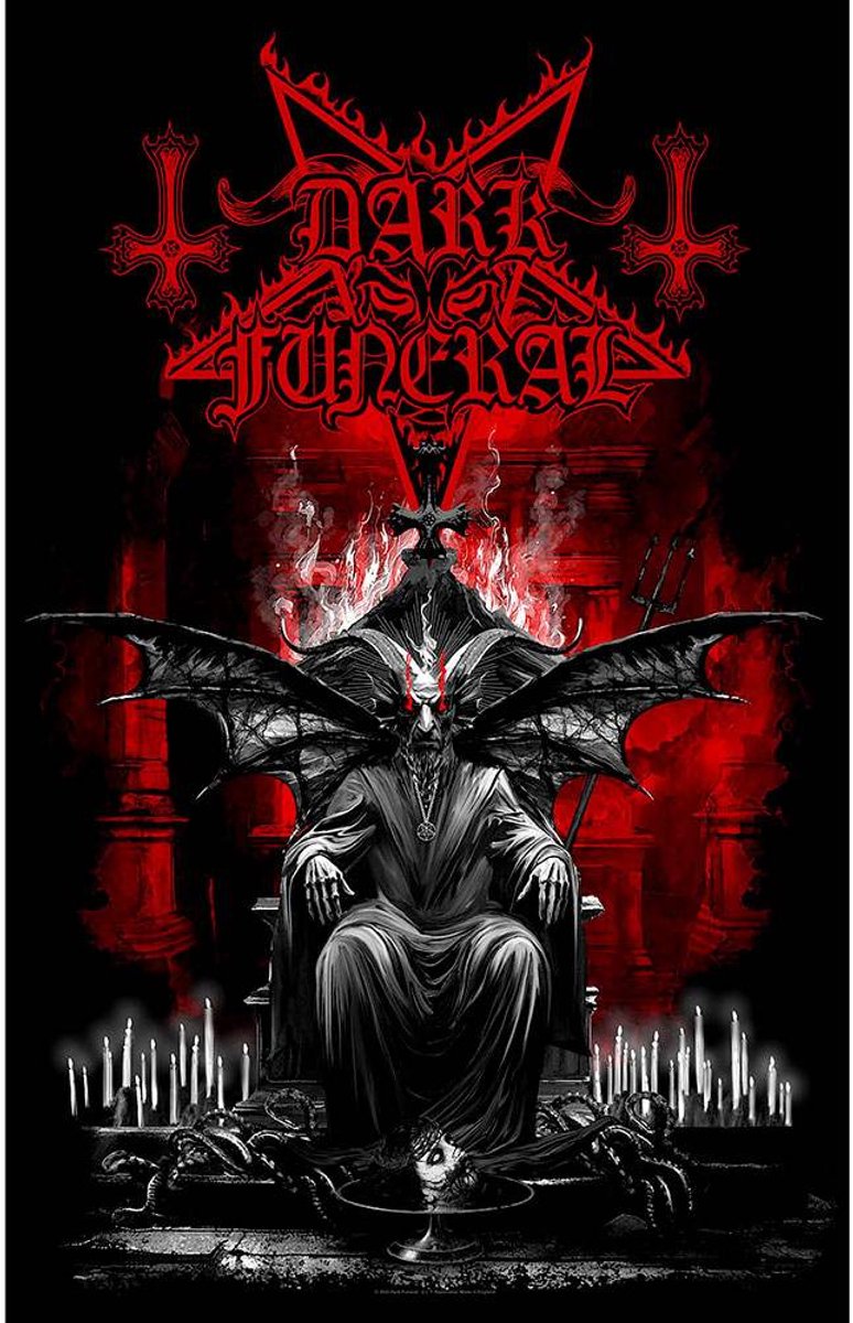 Rock Off Dark Funeral - Baphomet Textiel Poster - Zwart/Multicolours