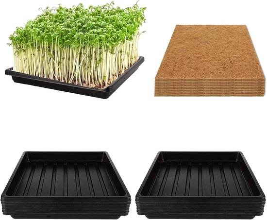 Microgreens Kweekset met 12 Kokosplanten Groeimatten en Tuinbakken - Ideaal voor Binnen