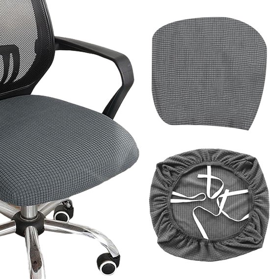 GHVACZS Donkergrijze bureaustoelhoes, wasbare overtrek, bureaustoel, elastische overtrek voor bureaustoelen, geschikt voor de meeste bureaustoelen, 38-48 cm (rugleuninghoes en zitkussenovertrek