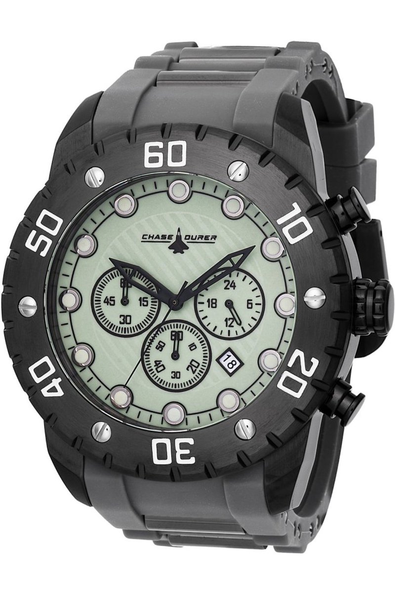 Chase Durer Chase Durer CDW-0118 Heren Horloge - Waterdicht - Analoog - Quartz Uurwerk - Roestvrij Staal met groene Wijzerplaat - 50mm