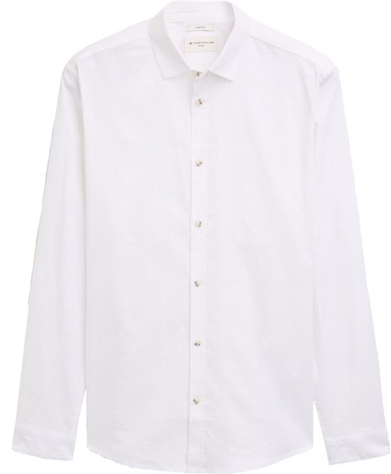 Tom Tailor - Lange mouw overhemd - Heren - XL - Wit - Linnen - 1045105
