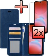Hoes Geschikt voor Samsung A26 Hoesje Book Case Hoes Flip Cover Wallet Bookcase Met 2x Screenprotector - Donkerblauw