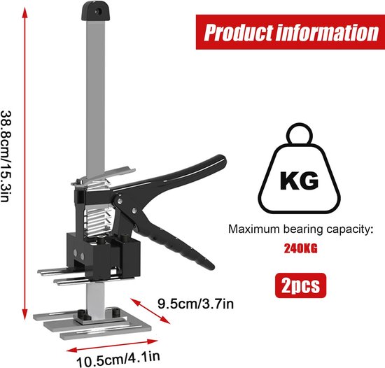 DBREAKS Werkbesparende arm, 2 stuks, keramische tegels, hoogteregelaar, langzame meubellift, multifunctioneel handhefgereedschap voor tegellift, gipsplaten