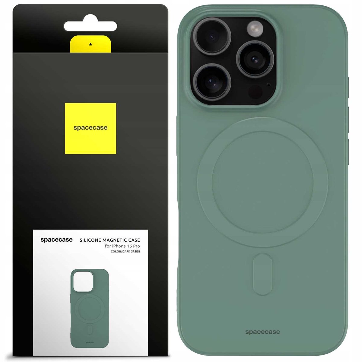 Spacecase Magnetisch Siliconen Hoesje Voor Iphone 16 Pro Donkergroen