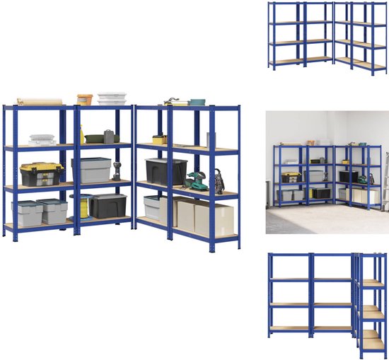 Vidaxl Opbergrekken 5-laags 3 st staal & bewerkt hout antracietkleurig Vidaxl Opbergrekken 5-laags 3 st staal & bewerkt hout antracietkleurig