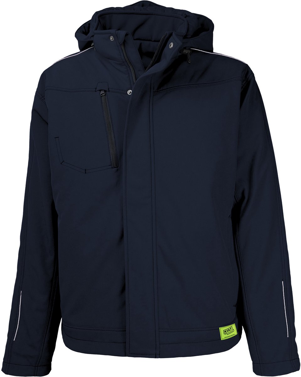 TMG KULT WORKER SOFTSHELL WINTER Softshell Werkjas HEREN Veiligheidsjas Marineblauw - Winddicht - 3M Reflecterend - Gevoerd