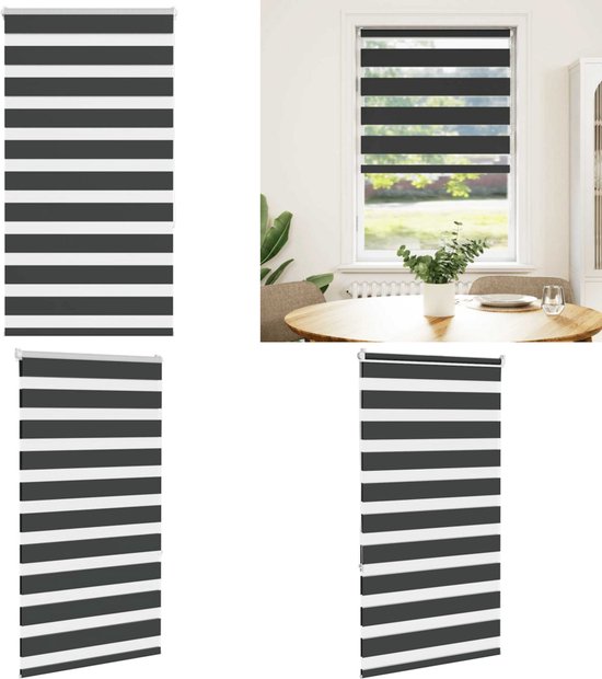 vidaXL Zebra rolgordijn 145x200 cm stofbreedte 140,9 cm zwart, zebra rolgordijn, zebra rolgordijn, zebra gordijn voor raam, dubbel rolgordijn