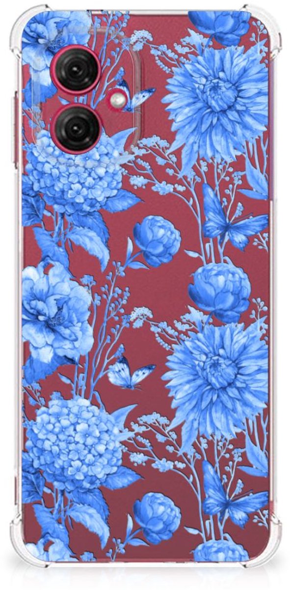 Case voor Motorola Moto G55 Flowers Blue