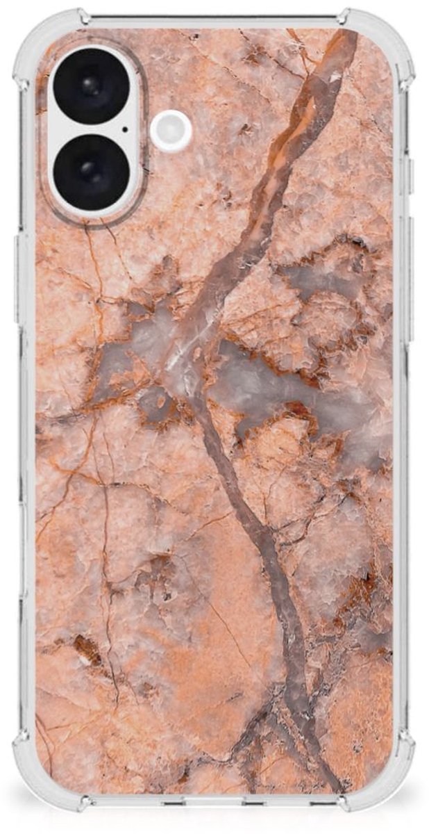 iPhone 16 Plus Anti-Shock Hoesje Marmer Oranje