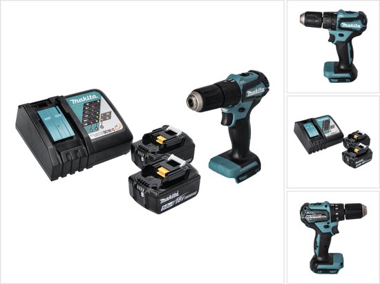 Makita DHP 483 RT accu klopboormachine 18 V 40 Nm borstelloos + 2x accu 5,0 Ah + oplader