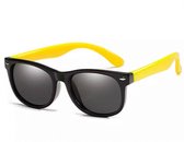 Kinder-zonnebril voor jongens/meisjes - kindermode - fashion - zonnebrillen - zwart montuur - gele poten