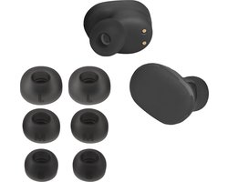kwmobile 6x cover voor in-ear oortjes geschikt voor JBL Tune Buds - Vervangende oordopjes van siliconen in zwart - 3 maten