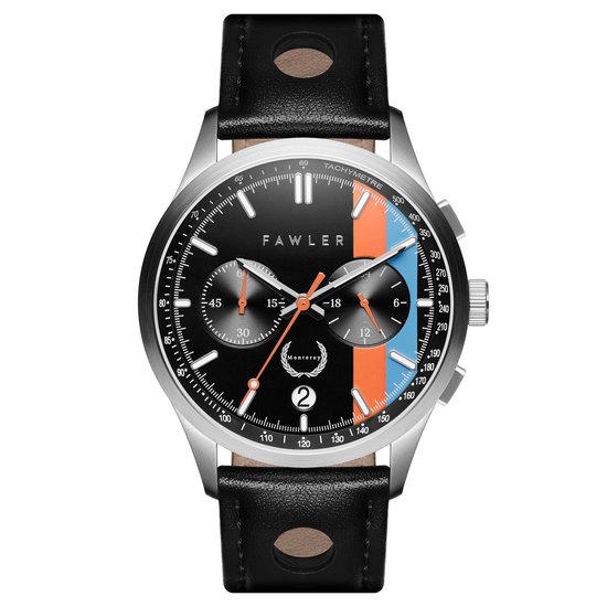 Fawler Monterey Oranje & Blauw Race Horloge voor Mannen