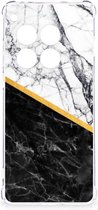 Back Cover Geschikt voor OnePlus 12 Smartphone hoesje met doorzichtige rand Marble White Black