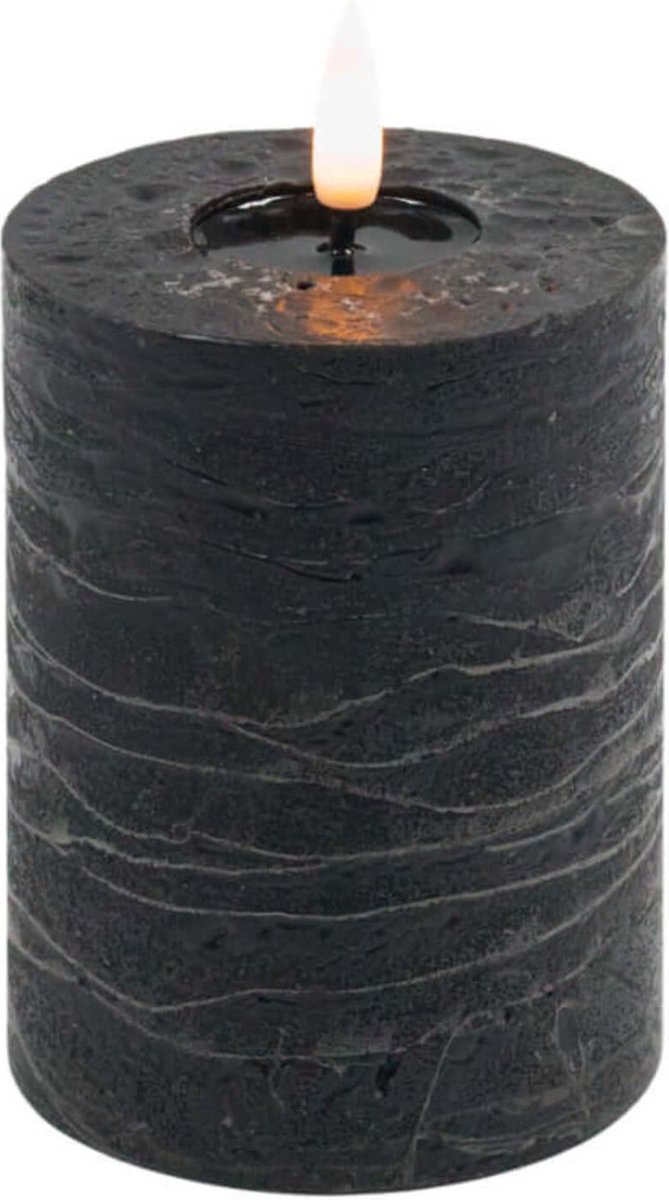 Zwarte led kaars rustic 10x7,5cm
