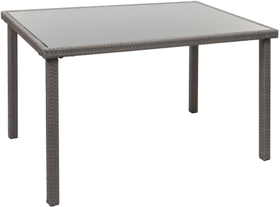 Tuintafel 90x55x71 cm poly rattan en acaciahout grijs