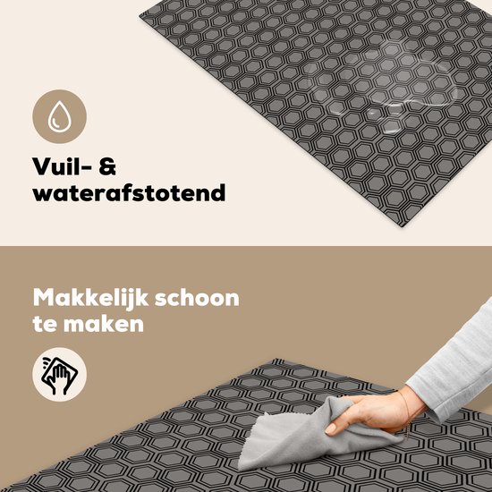 KitchenYeah® Inductie beschermer 80x52 cm - Patroon - Grijs - Zwart - Kookplaataccessoires - Afdekplaat voor kookplaat - Inductiebeschermer - Inductiemat - Inductieplaat mat
