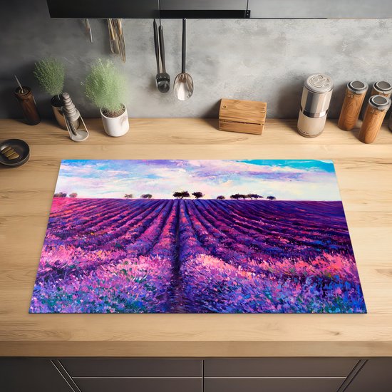 KitchenYeah® Inductie beschermer 81.2x52 cm - Olieverf - Schilderij - Bloemen - Kookplaataccessoires - Afdekplaat voor kookplaat - Inductiebeschermer - Inductiemat - Inductieplaat mat