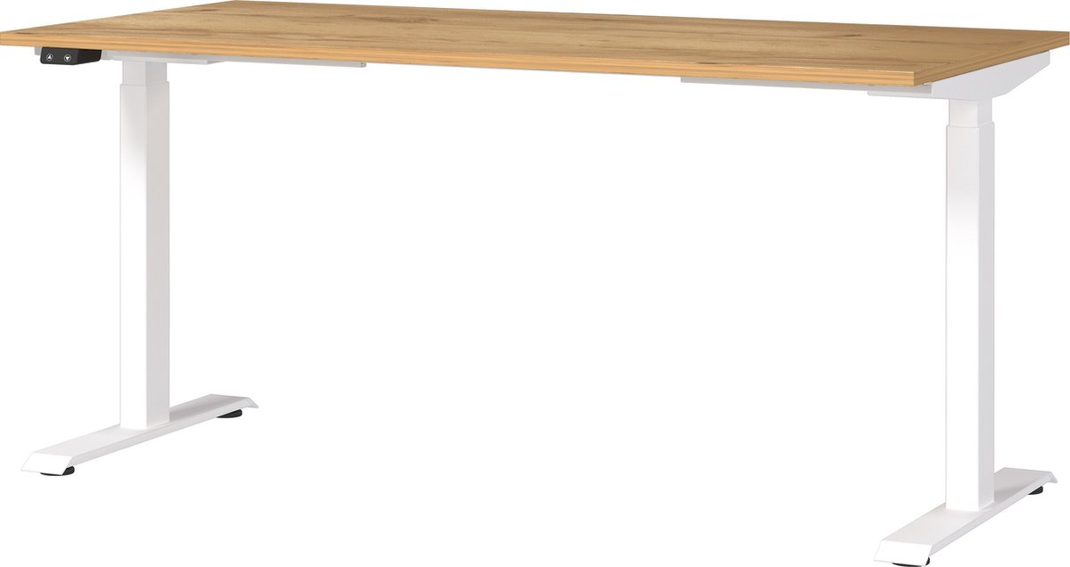 Elektrisch zit-sta Bureau Galileo Eiken - Wit - 160x80cm - Hoogte 120 cm - In hoogte verstelbaar