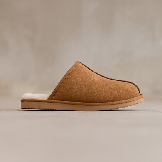 Schapenvacht slippers Jaki - Lamsvacht instap pantoffels - Camel - Maat 47