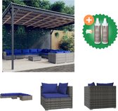 vidaXL 11 delige Loungeset met kussens poly rattan grijs Tuinset Inclusief Onderhoudsset