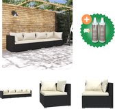 vidaXL 4 delige Loungeset met kussens poly rattan zwart Tuinset Inclusief Onderhoudsset