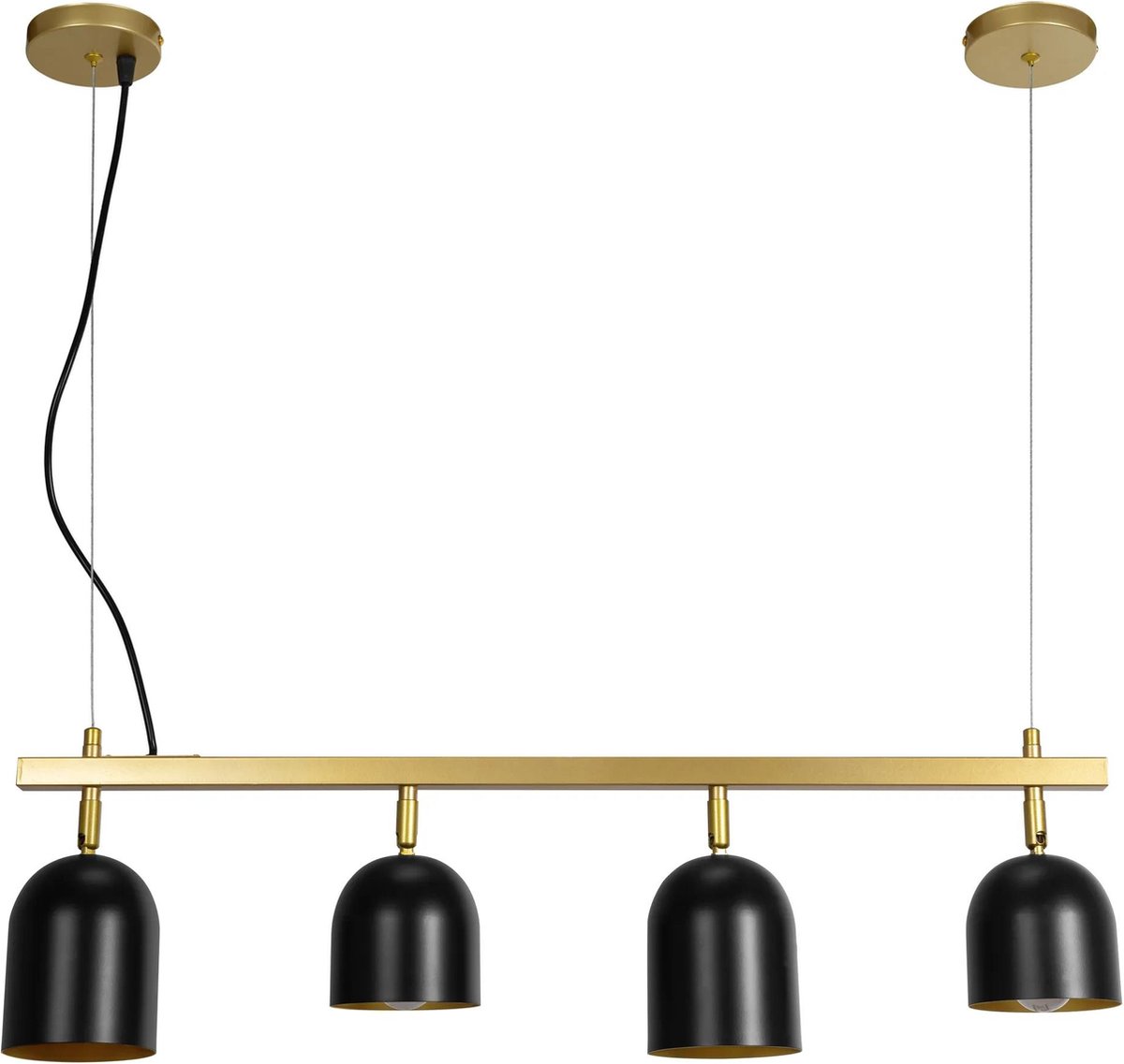 TooLight Hanglamp - 4 Lichtpunten - Goud/Zwart - Hoogwaardig Aluminium - Verstelbare Hoogte