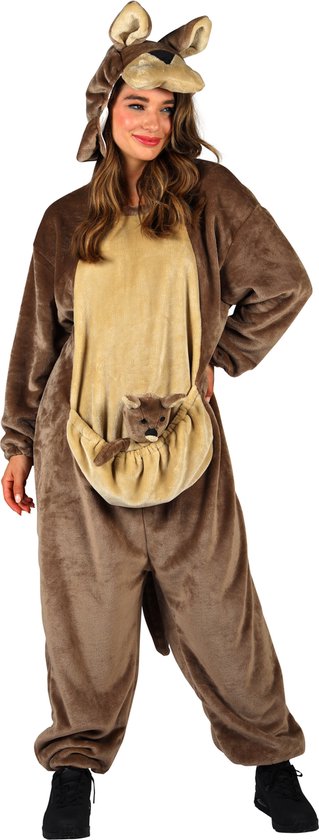 Dieren Kostuum Kangoeroe Volwassenen - Pluche - Dieren Onesie - Carnaval - Verkleedkleren Damen En Heren - Bruin - Maat M/L