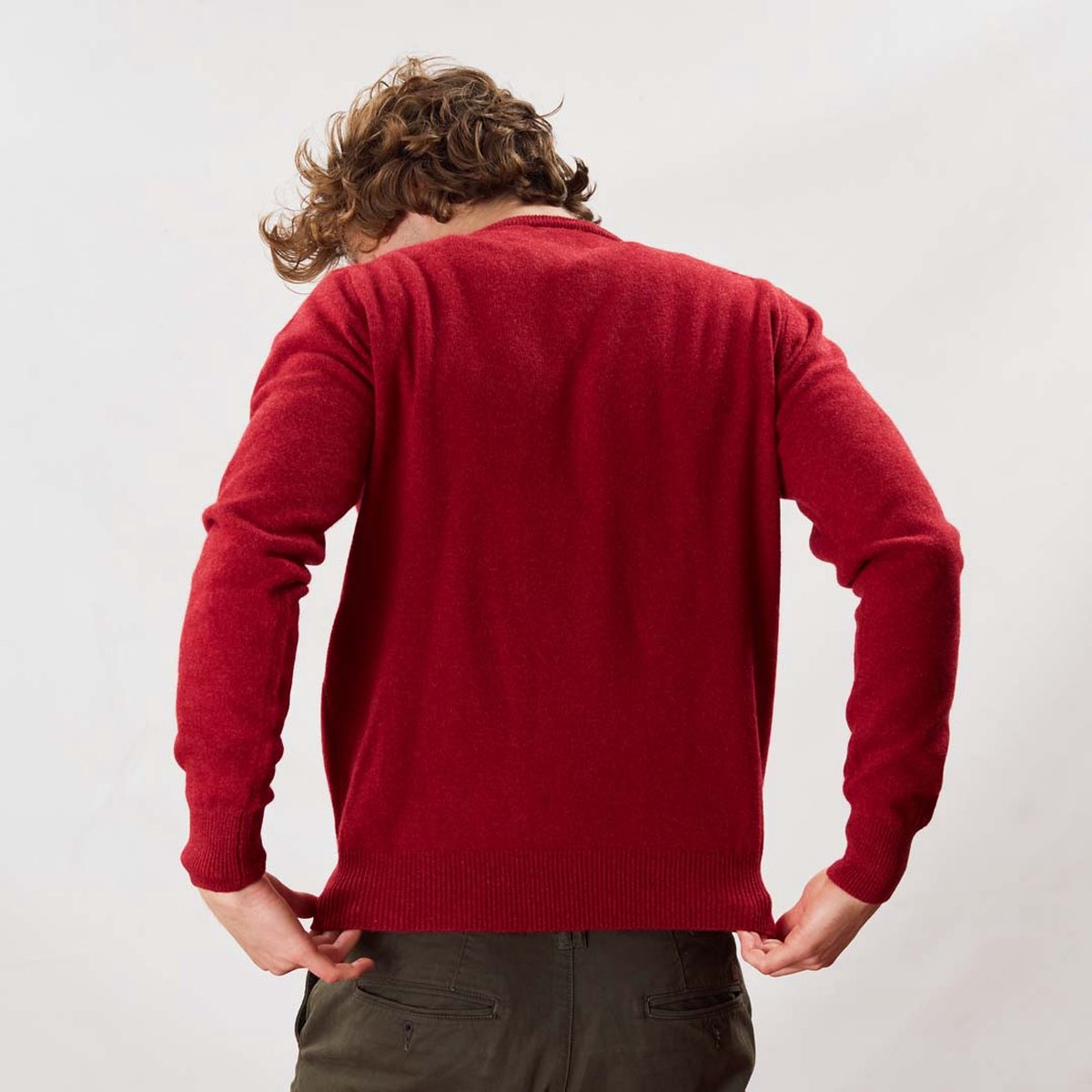Osborne Knitwear Trui met ronde hals - Sweater heren in Lamswol - Pullover Heren - Poppy Melange - M