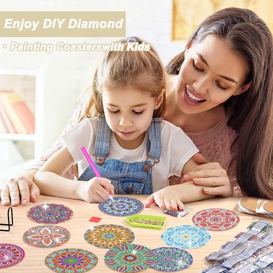 8 stuks vlinderonderzetterset met houder, 5D Diamond Art