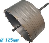 Dozenboor Ø 125mm + SDS-Plus adapter - electra - installatieboor - gatenzaag - holle boorkroon - spandoorn - gatsnijder - drijfstang