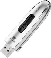 LUXWALLET DataPulse – USB 3.1 Flashdrive - Uitschuifbaar Ontwerp - Ingebouwde Beveiliging – Metalen Behuizing – USB Stick – OTG – 256GB –Zilver