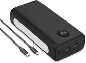 Cazy Powerbank 30000 mAh - Universele Powerbank 22.5W met Snellaadfunctie - 2 x USB-A + 2x USB-C poort - Zaklamp functie - LED Display - Zwart