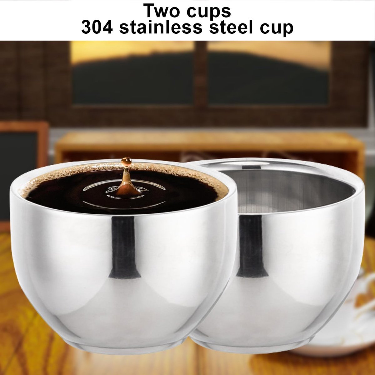 Lot De 4 Tasses à Expresso Empilables En Acier Inoxydable - Double Paroi Isolante - Avec Support