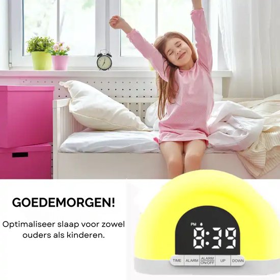 Zybra® Wake Up Light - Digitale Wekker - Lichtwekker - Nachtlampje - Wekker - 30 Helderheid niveaus - Zybra