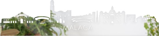 Skyline Malaga Spiegel - 80 cm - Woondecoratie - Wanddecoratie - Meer steden beschikbaar - Woonkamer idee - City Art - Steden kunst - Cadeau voor hem - Cadeau voor haar - Jubileum - Trouwerij - WoodWideCities