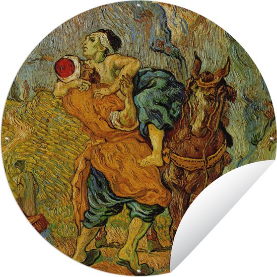 Tuincirkel De barmhartige Samaritaan - Vincent van Gogh - 90x90 cm - Ronde Tuinposter - Buiten