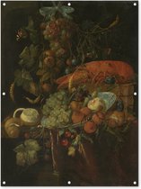 Tuinposter - Tuindoek - Tuinposters buiten - Stilleven met vruchten en een kreeft - Schilderij van Jan Davidsz. de Heem - 90x120 cm - Tuin