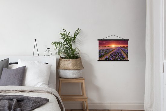 Jacinthes en paysage hollandais affiche textielposter lattes noires 60x40 cm - Tirage photo sur plaque scolaire (décoration murale salon / chambre)
