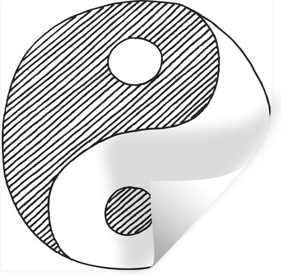 Muurstickers - Sticker Folie - Een illustratie van een geschetst Yin en Yang logo - 50x50 cm - Plakfolie - Muurstickers Kinderkamer - Zelfklevend Behang - Zelfklevend behangpapier - Stickerfolie