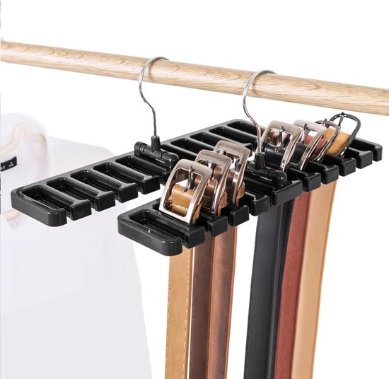 3 stuks riemhouders, kledingkast, 28 cm, houten kleerhanger, stropdashouder met 8 haken, 360° draaibare stropdashouder, houten riemhanger voor stropdassen, riemen, ondergoed