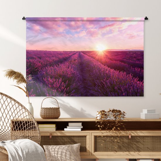 Wandkleed - Wanddoek - Lavendel - Bloemen - Frankrijk - 120x80 cm - Wandtapijt