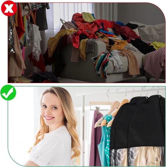 Bruce.® 2x Premium Kledingzak incl. Schoenenzak - [120x60cm] - geoptimaliseerde materiaaldikte van 120 gsm - Hoogwaardige Kledinghoes voor pak, jasje en jurk - Ademende pakzak voor op reis