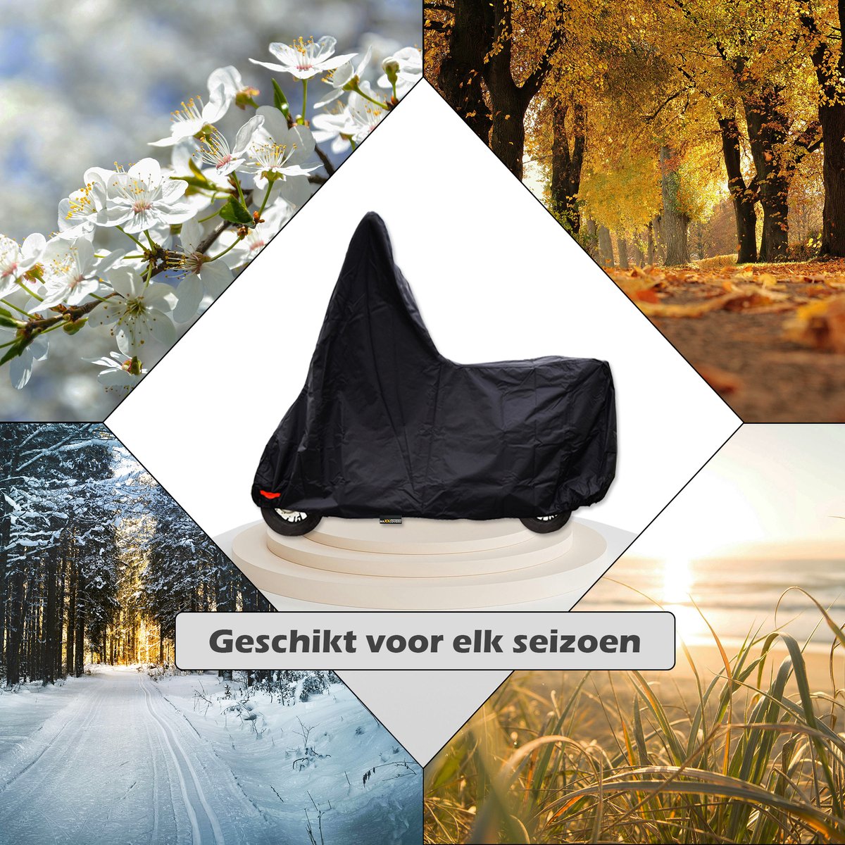 Maxxcovers - Scooterhoes met Windscherm Waterdicht - Universele Hoes voor Buiten - Ook voor Vespa Sprint Scooter - Maat M - Zwart – foto 5