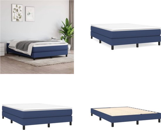 vidaXL Boxspringframe stof blauw 140x190 cm - Boxspringframe - Boxspringframes - Bed - Ledikant