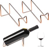 Set van 2 vrijstaande wijnrekken, elegante wijnfleshouders, kleine metalen wijnrekken, stapelbare flessenrekken, voor thuisbaraccessoires, kamer-, keukendecoratie, ideaal voor wijnliefhebbers