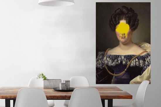 Johanna Henriette Engelen van oude meester Alexandre Jean Dubois Drahonet met gele klodder verf 80x120 cm - Foto print op Poster (wanddecoratie woonkamer / slaapkamer) - PosterMonkey