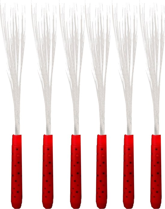 Set de 6 pièces de fibre Led bâton lumineux rouge - Articles de fête lumineux 40 cm