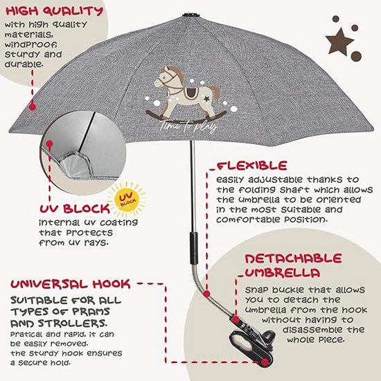 kinderwagen paraplu - Parasol voor kinderwagen, universeel bruikbaar,