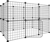 vidaXL Cage pour animal domestique avec porte 20 panneaux Acier Noir 35x35 cm